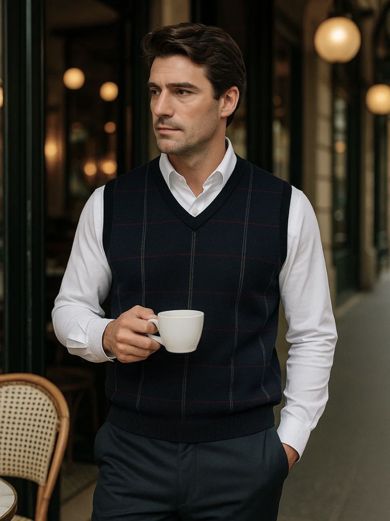 Academic Checkered Kinit Vest