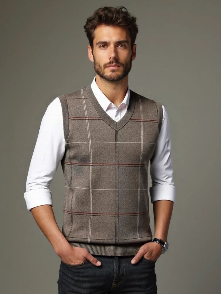 Academic Checkered Kinit Vest