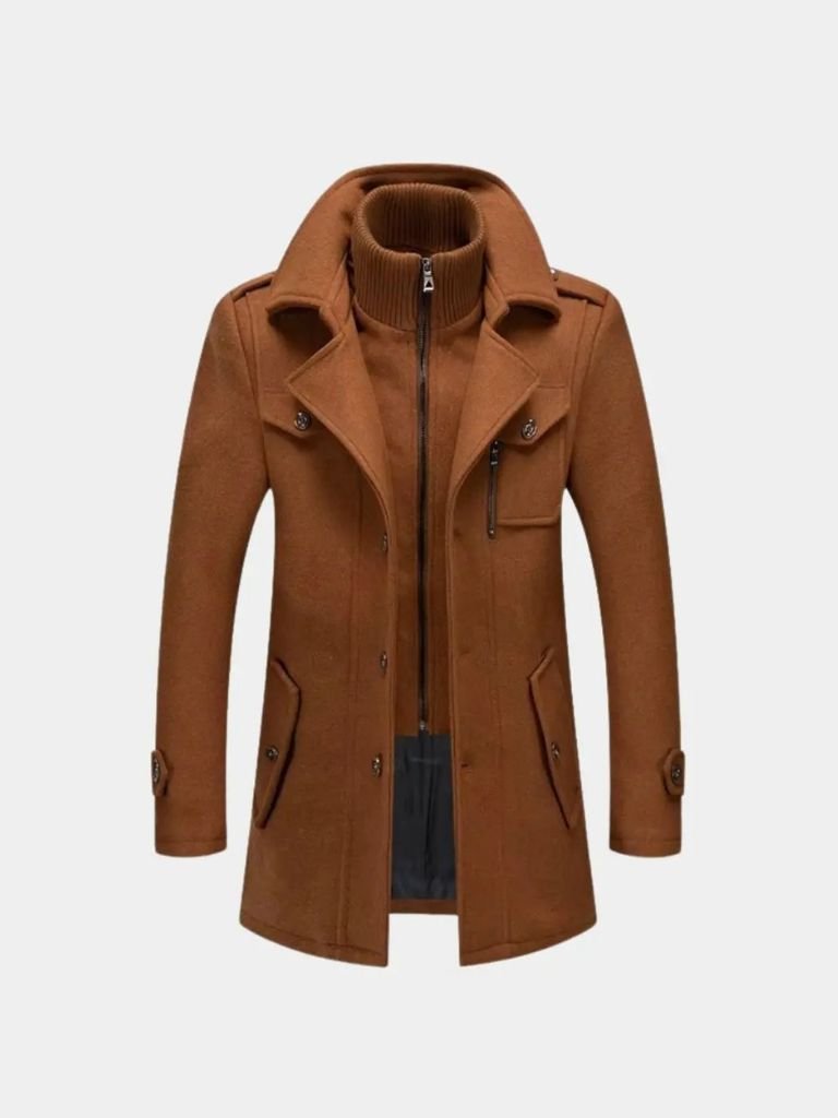 Aristocratic Black Wool Overcoat