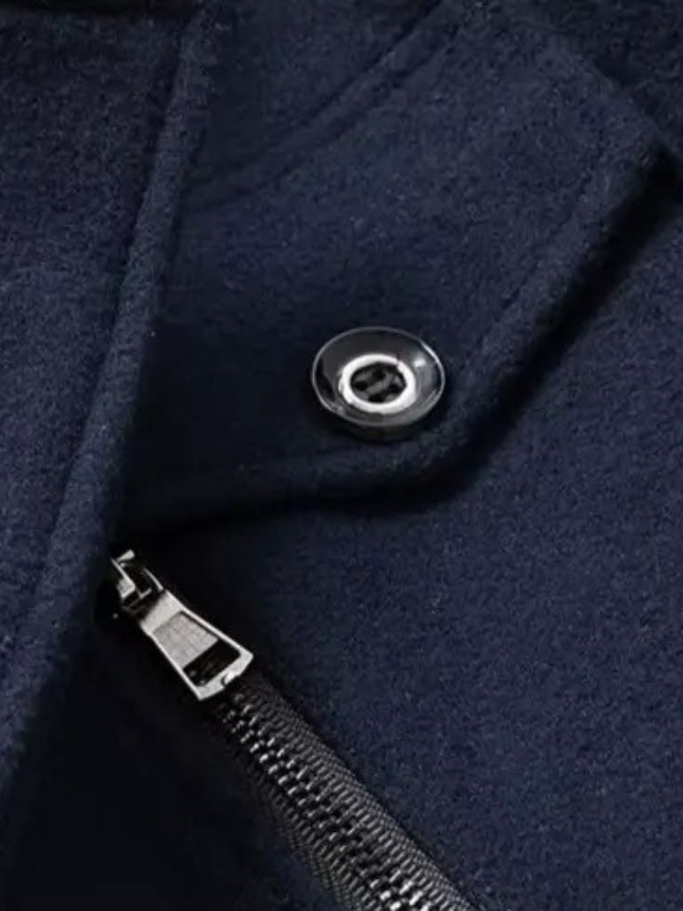 Aristocratic Black Wool Overcoat