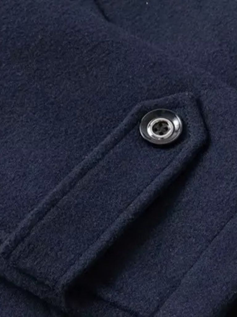 Aristocratic Black Wool Overcoat