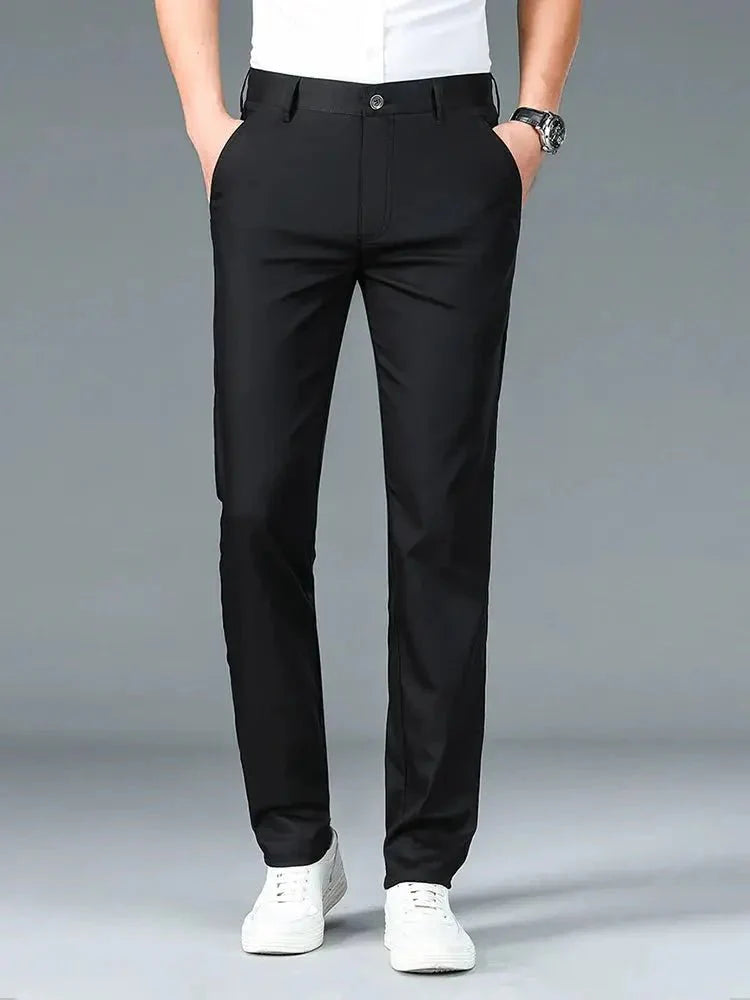 Bamboo Fiber Minimalist Straight Trousers - Cross & Crown