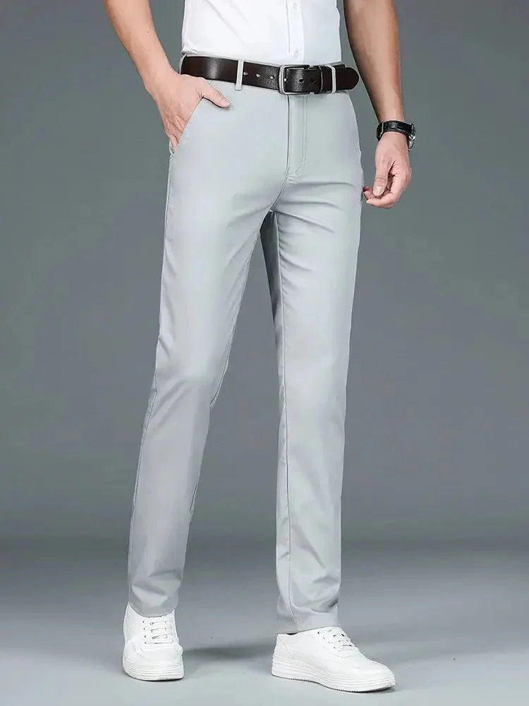 Bamboo Fiber Minimalist Straight Trousers - Cross & Crown