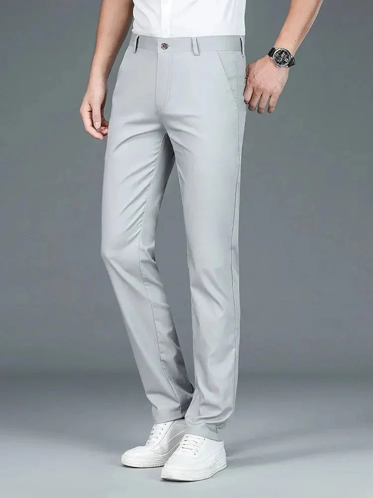Bamboo Fiber Minimalist Straight Trousers - Cross & Crown