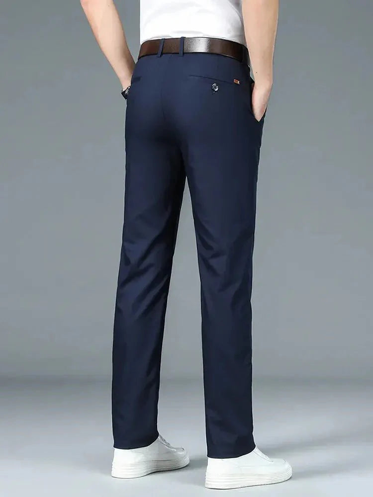 Bamboo Fiber Minimalist Straight Trousers - Cross & Crown