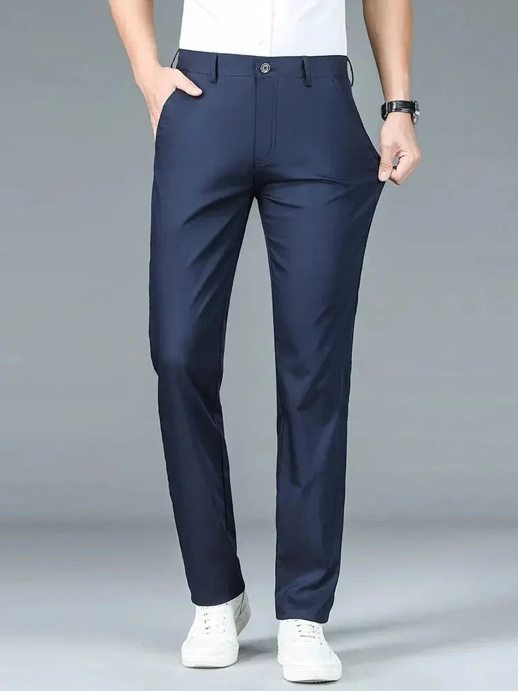 Bamboo Fiber Minimalist Straight Trousers - Cross & Crown