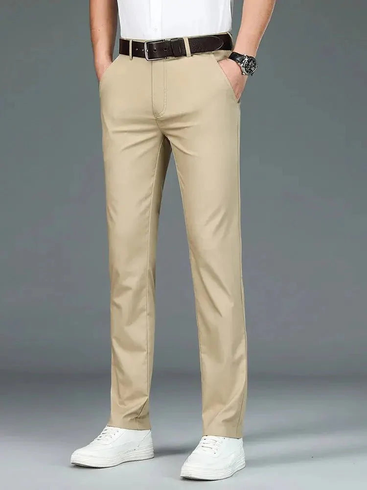 Bamboo Fiber Minimalist Straight Trousers - Cross & Crown