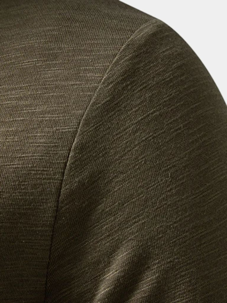 Casual Henley Neck Long Sleeve T-Shirt - Hommeor