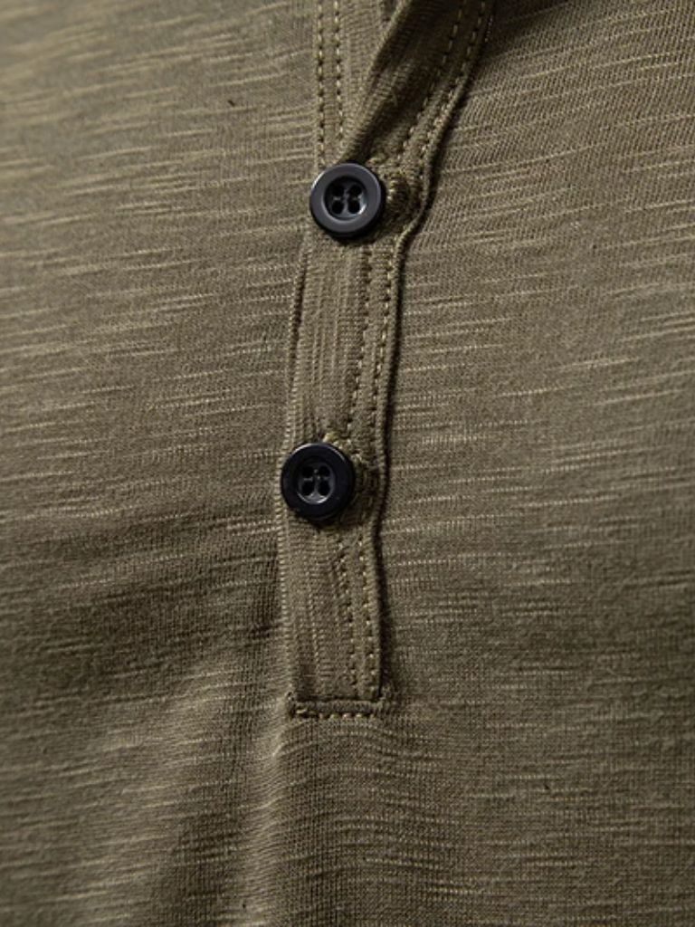 Casual Henley Neck Long Sleeve T-Shirt - Hommeor