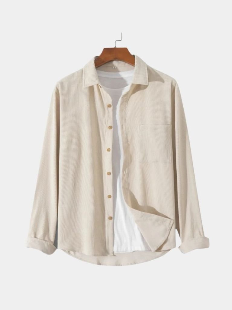 Casual Solid Corduroy Shirt - Hommeor