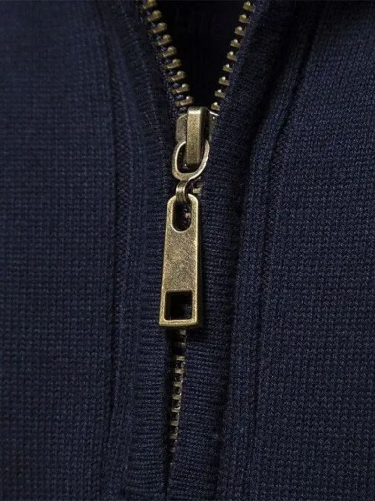 Cotton Knit Vertical Stripes Quarter-Zip Sweater - Cross & Crown