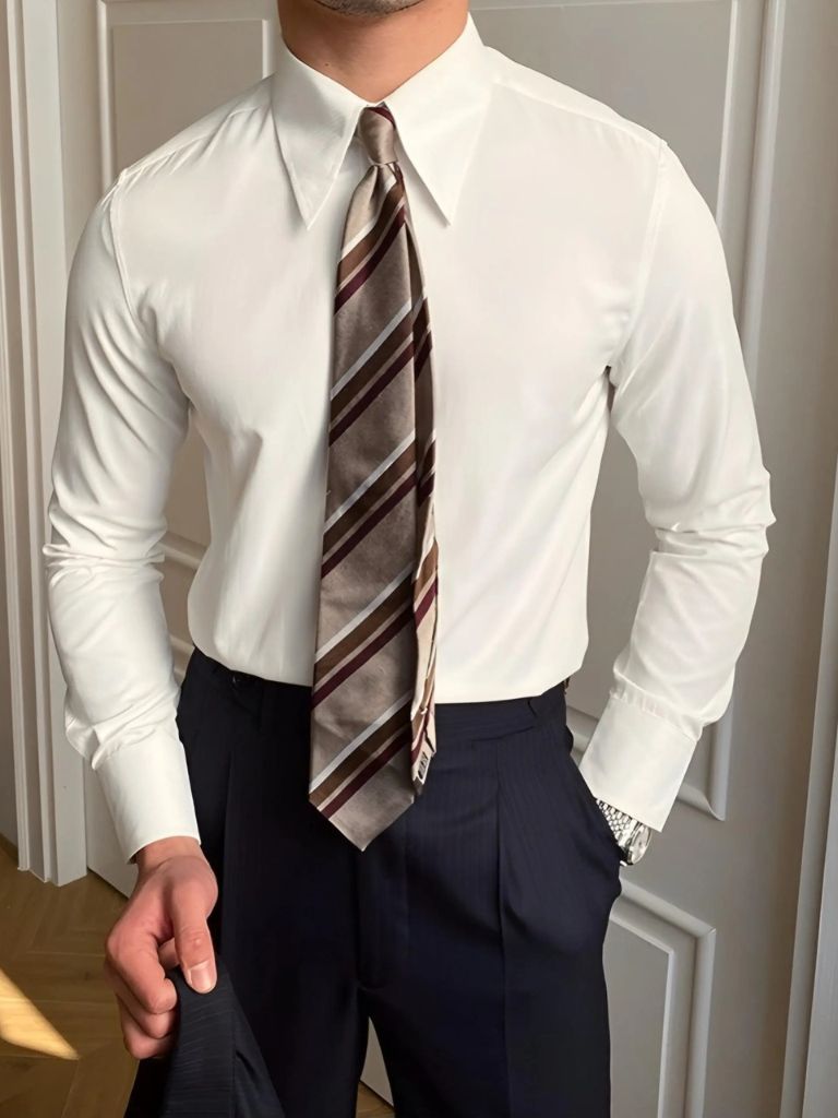 Elegant Spearpoint Collar Shirt