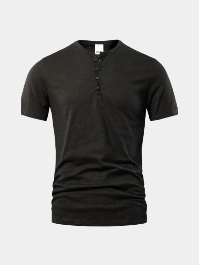 Essential Casual Henley Neck T-Shirt - Cross & Crown