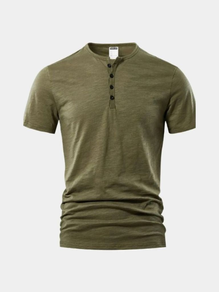 Essential Casual Henley Neck T-Shirt - Cross & Crown
