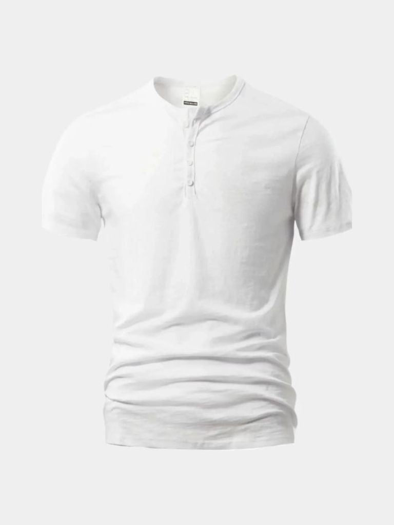 Essential Casual Henley Neck T-Shirt - Cross & Crown