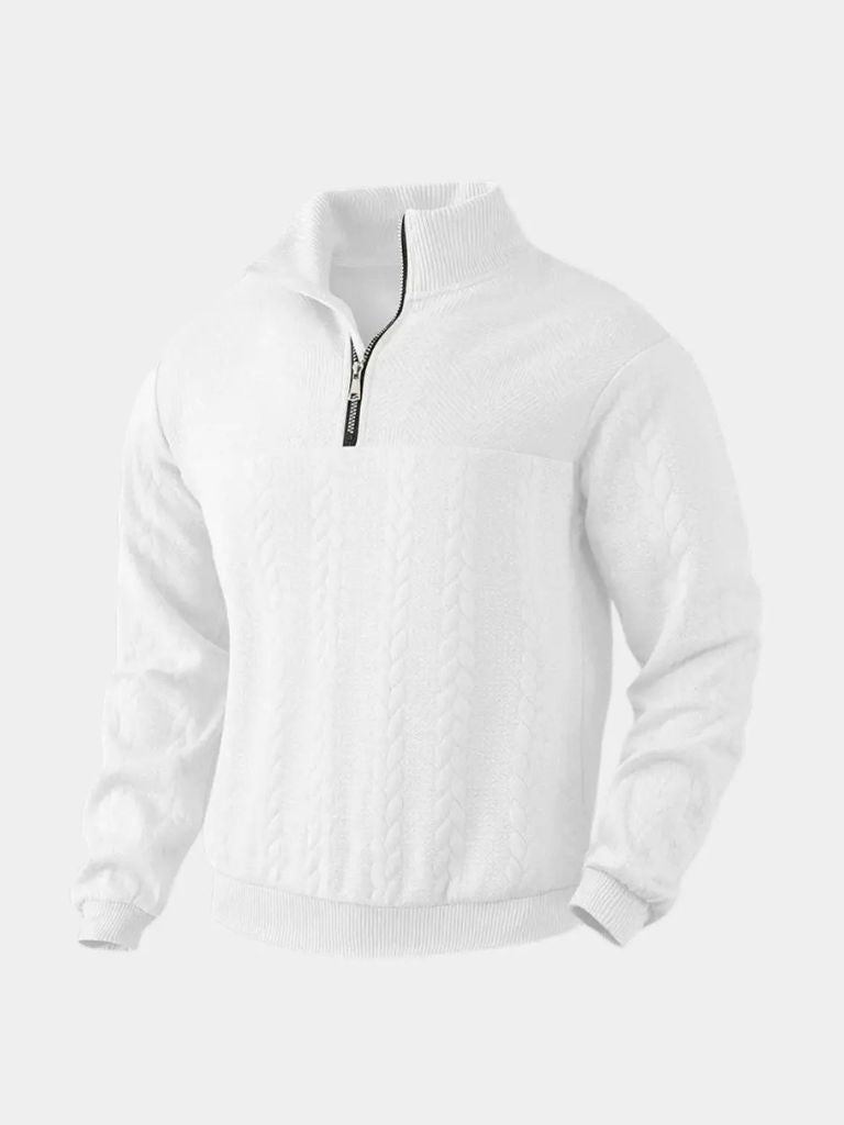 Essential Henley High Collar Quarter Zip Pullover - Cross & Crown