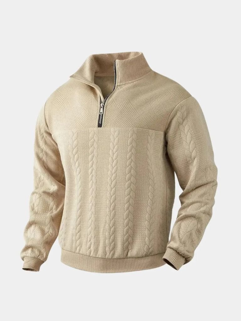 Essential Henley High Collar Quarter Zip Pullover - Cross & Crown
