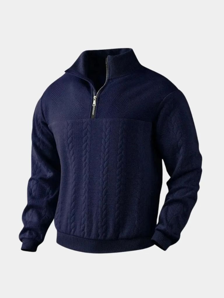 Essential Henley High Collar Quarter Zip Pullover - Cross & Crown