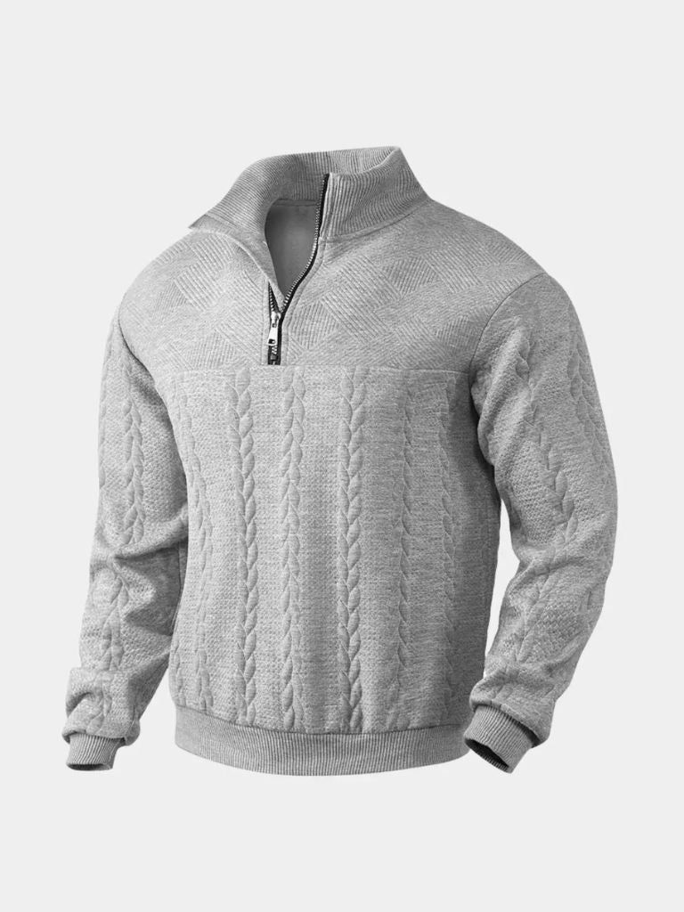 Essential Henley High Collar Quarter Zip Pullover - Cross & Crown