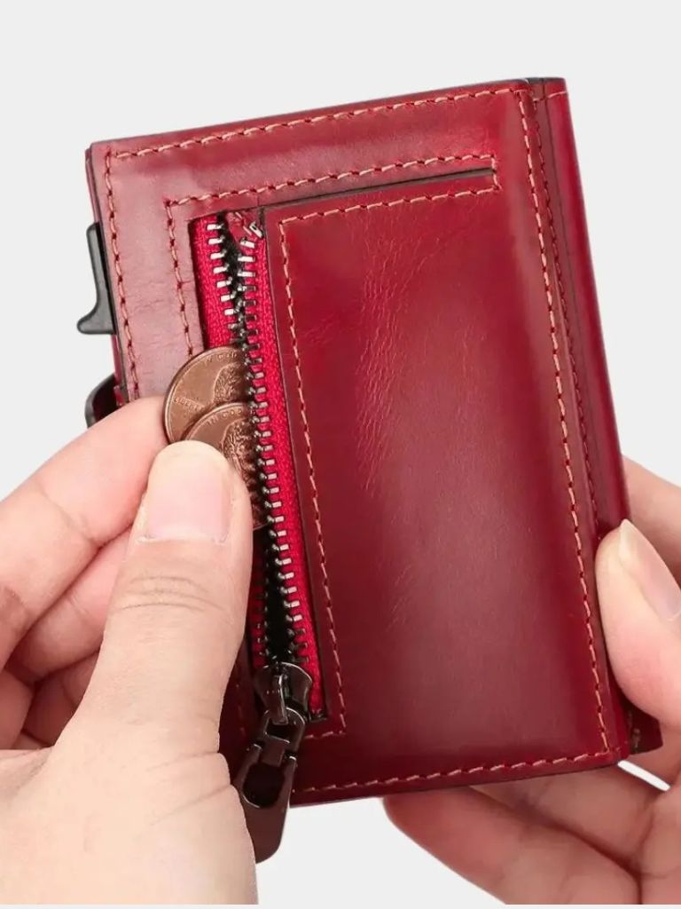 Leather Magnet Wallet Anti-Scam