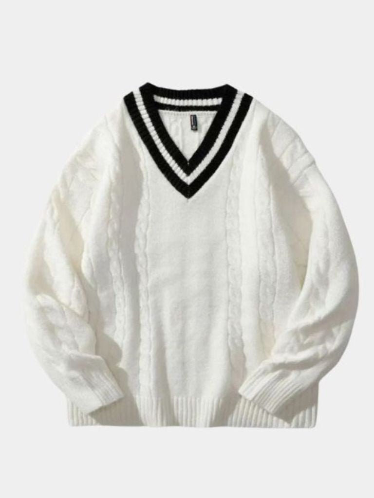 Minimalist V-Neck Sweater - Cross & Crown