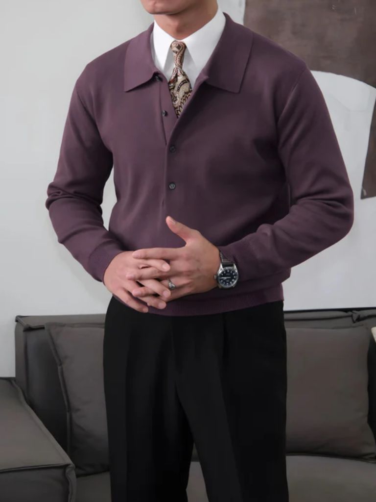 Old Money Knit Polo Sweater