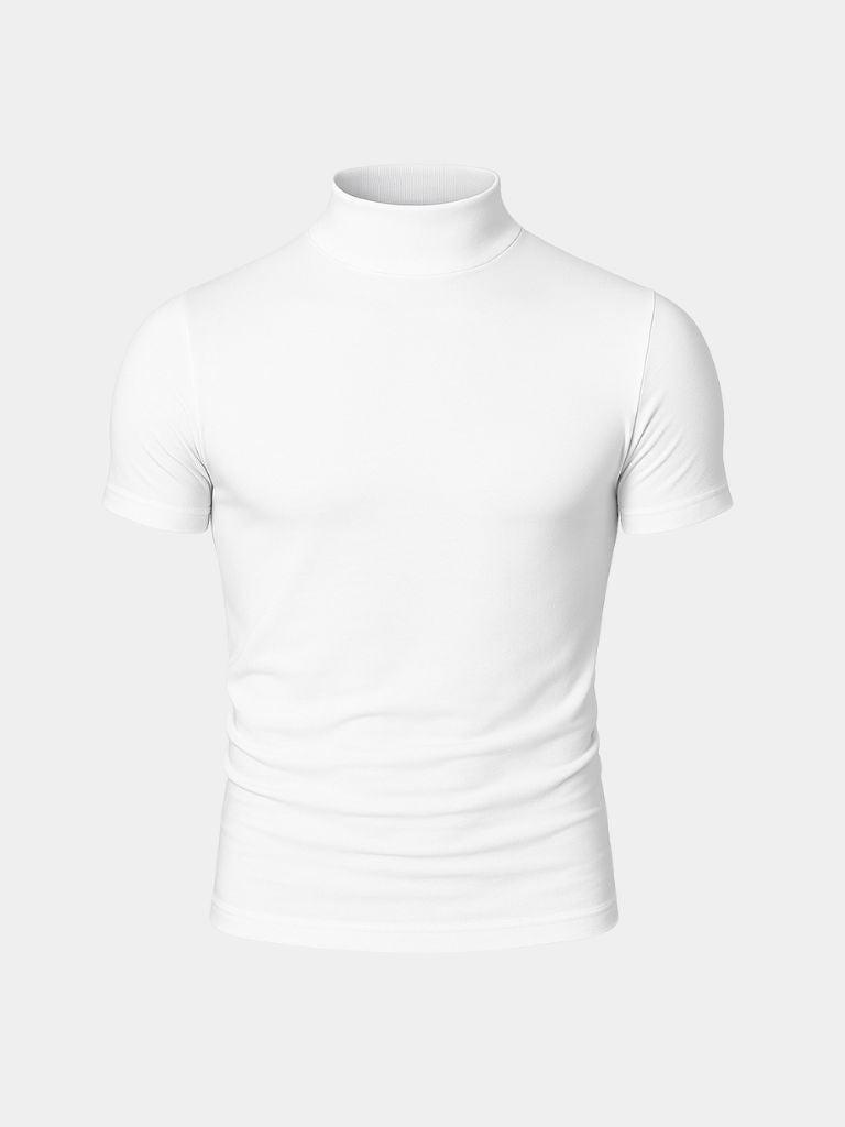 Solid Casual Turtle Neck T-Shirt - Cross & Crown