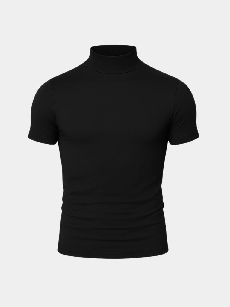 Solid Casual Turtle Neck T-Shirt - Cross & Crown