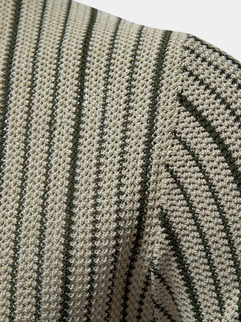 Striped Knit Polo Shirt