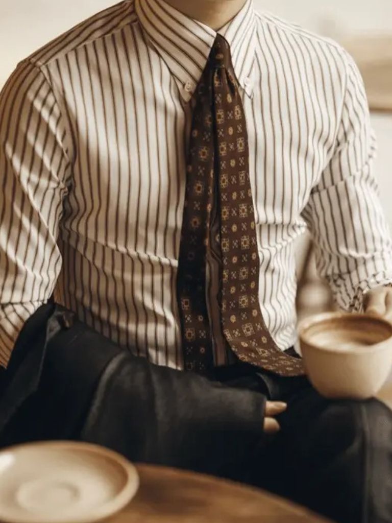 Striped Retro Shirt (Brown)