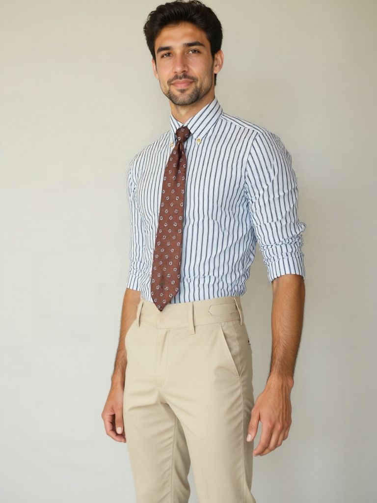 Striped Retro Shirt (Navy)