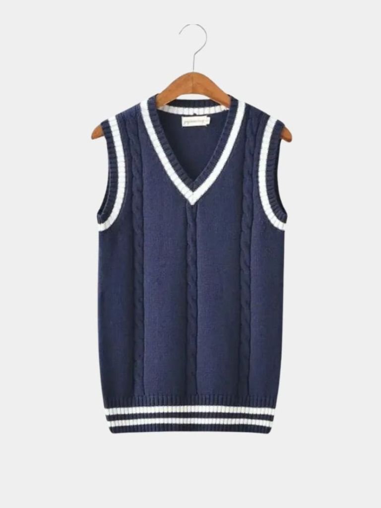 V Neck Elegant Knit Vest - Cross & Crown
