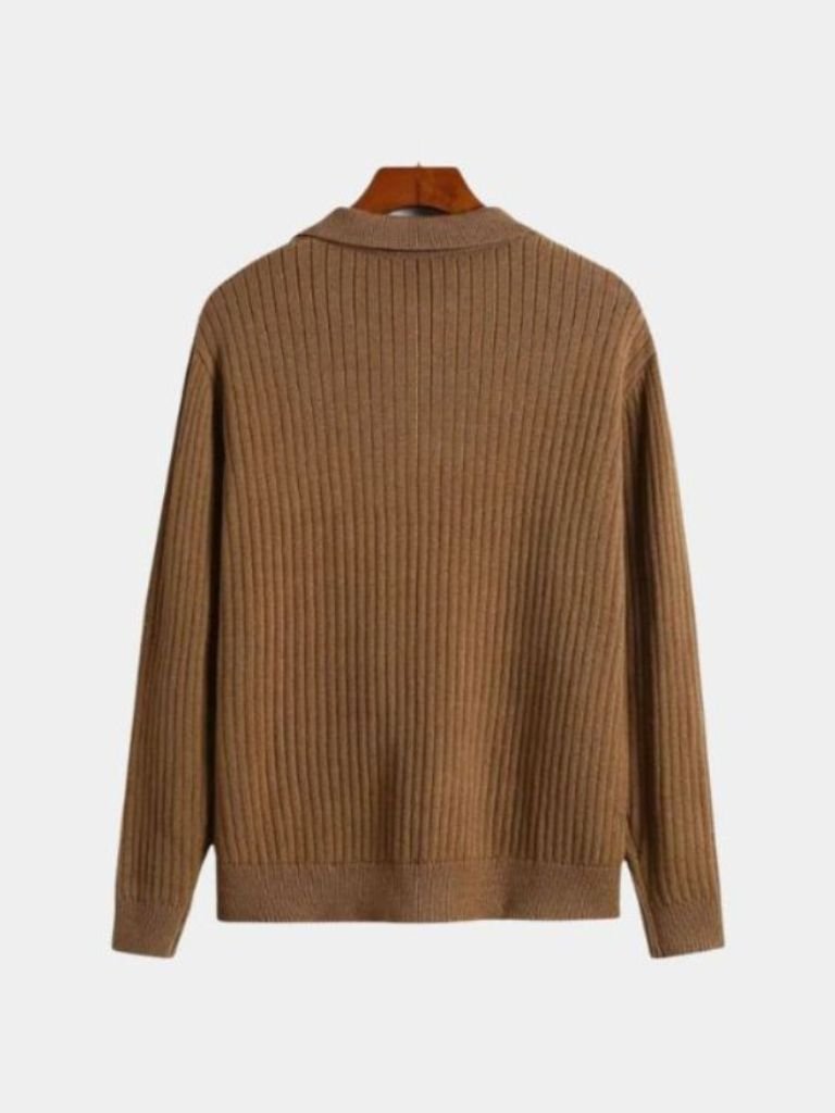 V-Neck Polo Sweater Ribbed