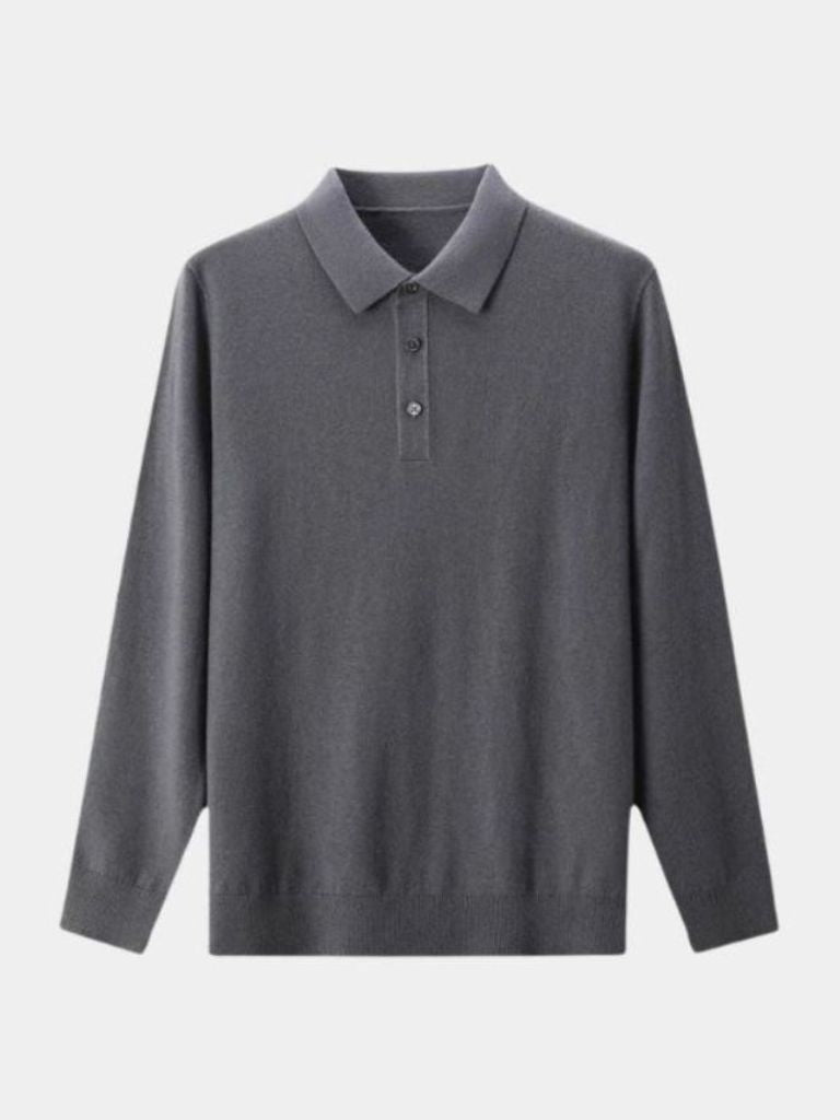 Wool Knit Button Up Polo Pullover - Cross & Crown