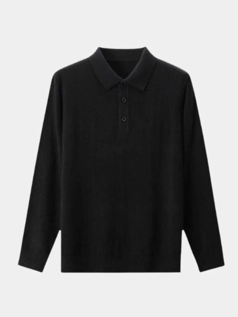 Wool Knit Button Up Polo Pullover - Cross & Crown