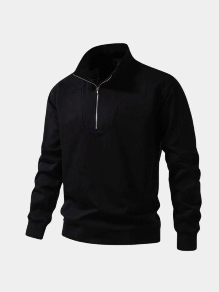 Zip Black Lapel Sports Sweatshirt - Cross & Crown