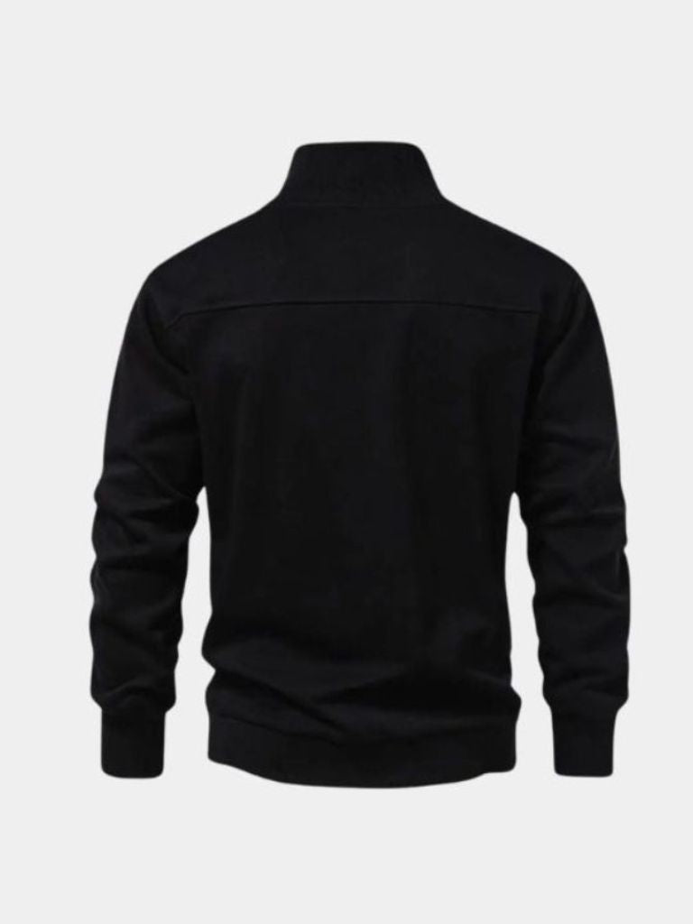 Zip Black Lapel Sports Sweatshirt - Cross & Crown