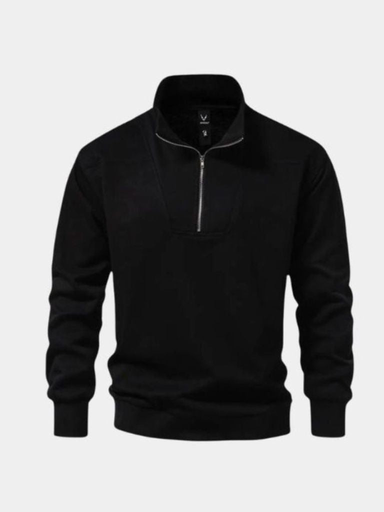 Zip Black Lapel Sports Hoodie Sweatshirt